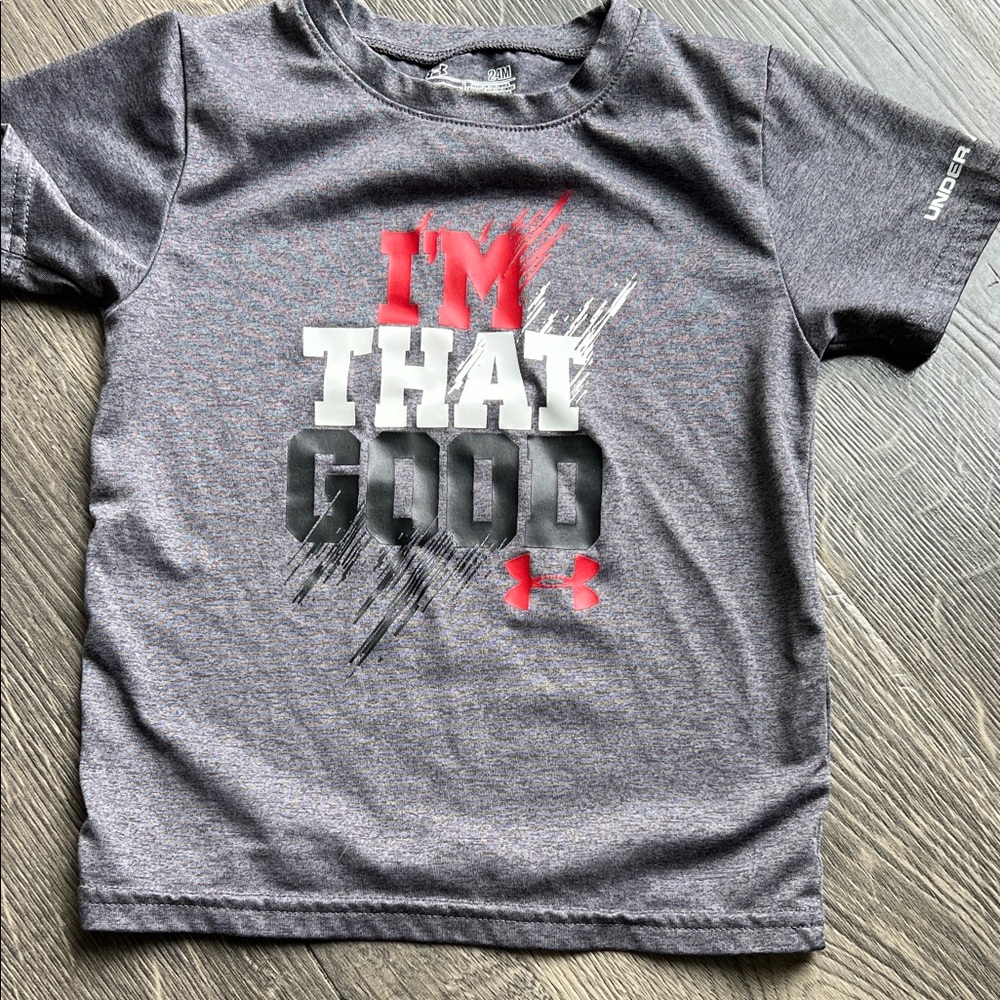 Under Armour Kids Gray and Red Graphic Tee